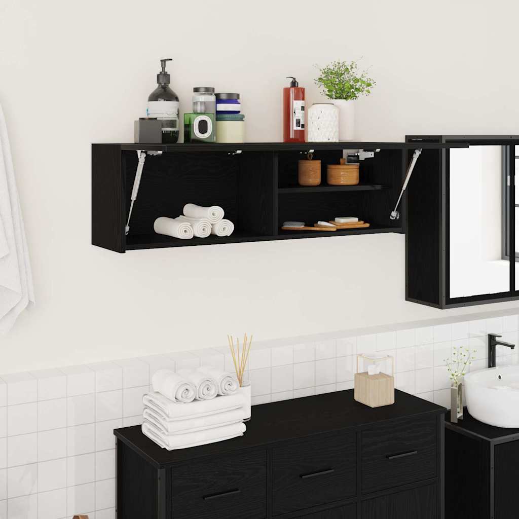 Schwarzer Bad-Wandschrank 100x25x30 cm