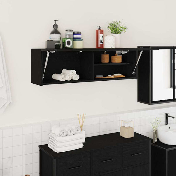 Schwarzer Bad-Wandschrank 100x25x30 cm