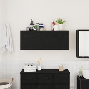 Schwarzer Bad-Wandschrank 100x25x40 cm
