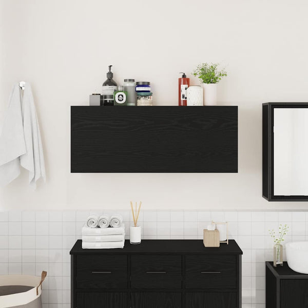 Schwarzer Bad-Wandschrank 100x25x40 cm