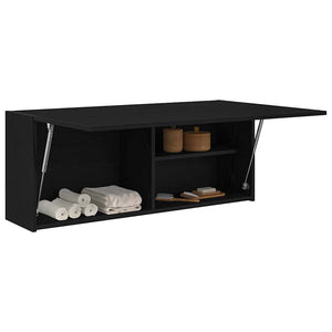 Schwarzer Bad-Wandschrank 100x25x40 cm