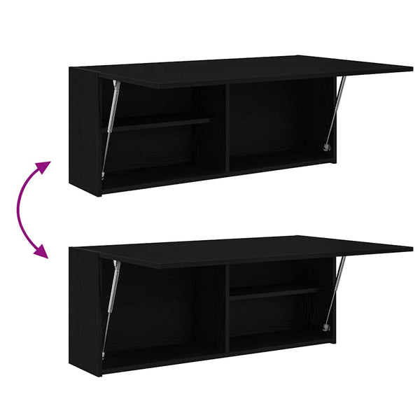 Schwarzer Bad-Wandschrank 100x25x40 cm