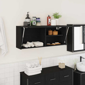 Schwarzer Bad-Wandschrank 100x25x40 cm