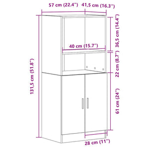 Schwarzer Küchenschrank 57x41,5x131,5 cm
