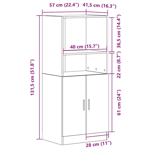 Küchenschrank Grau Sonoma 57x41,5x131,5 cm