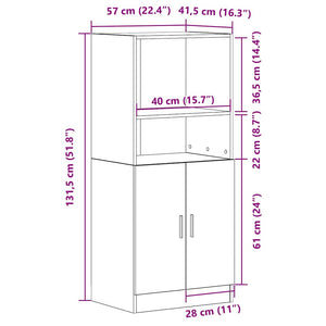 Küchenschrank Altholz-Optik 57x41,5x131,5 cm