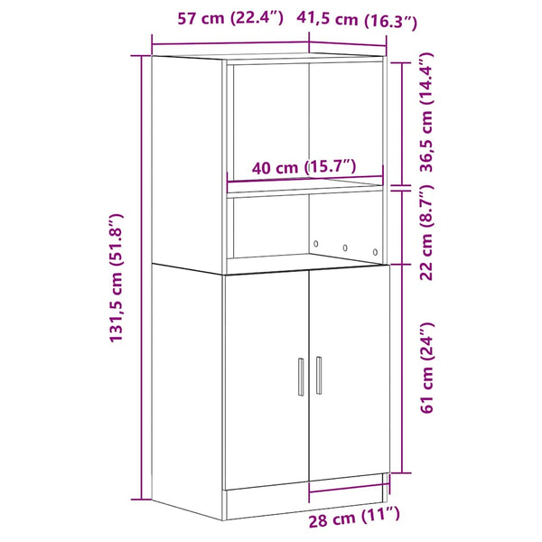 Küchenschrank Altholz-Optik 57x41,5x131,5 cm