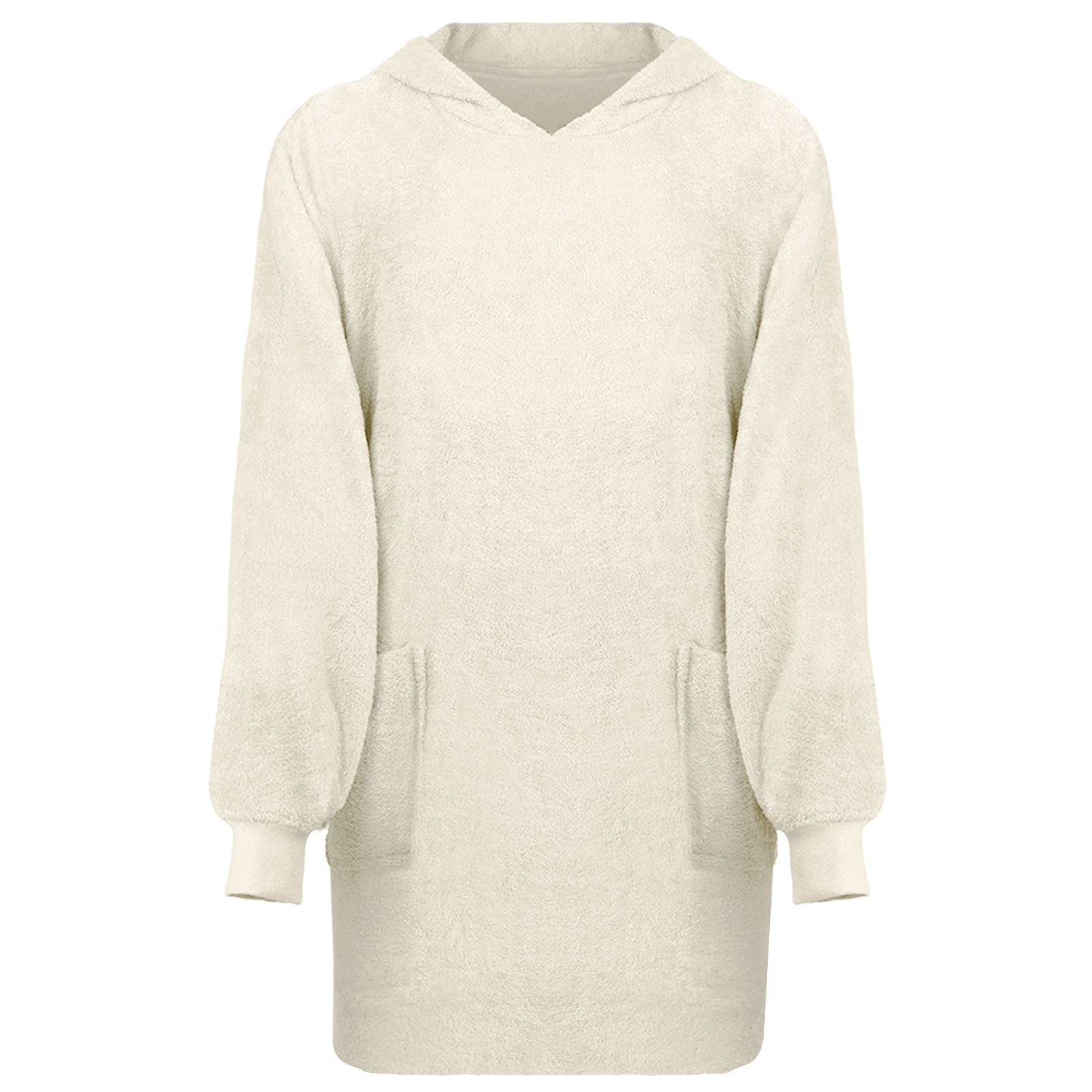 Decken-Hoodie Creme L Baumwolle