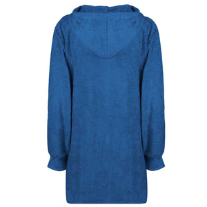 Marineblauer Decken-Hoodie aus Baumwolle, Größe L