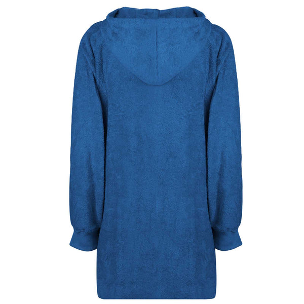 Marineblauer Decken-Hoodie aus Baumwolle, Größe L