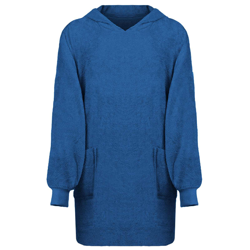 Marineblauer Decken-Hoodie aus Baumwolle, Größe L