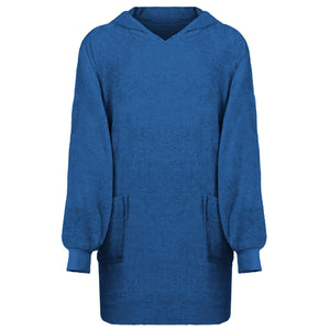 Marineblauer Decken-Hoodie aus Baumwolle, Größe L