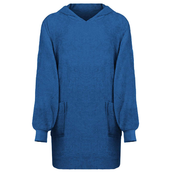 Marineblauer Decken-Hoodie aus Baumwolle, Größe L