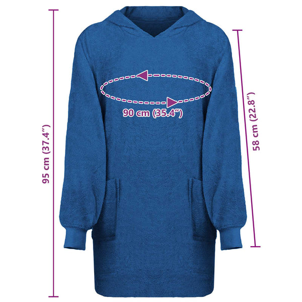 Marineblauer Decken-Hoodie aus Baumwolle, Größe L