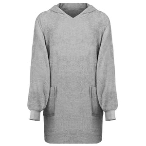 Decken-Hoodie Grau Baumwolle L
