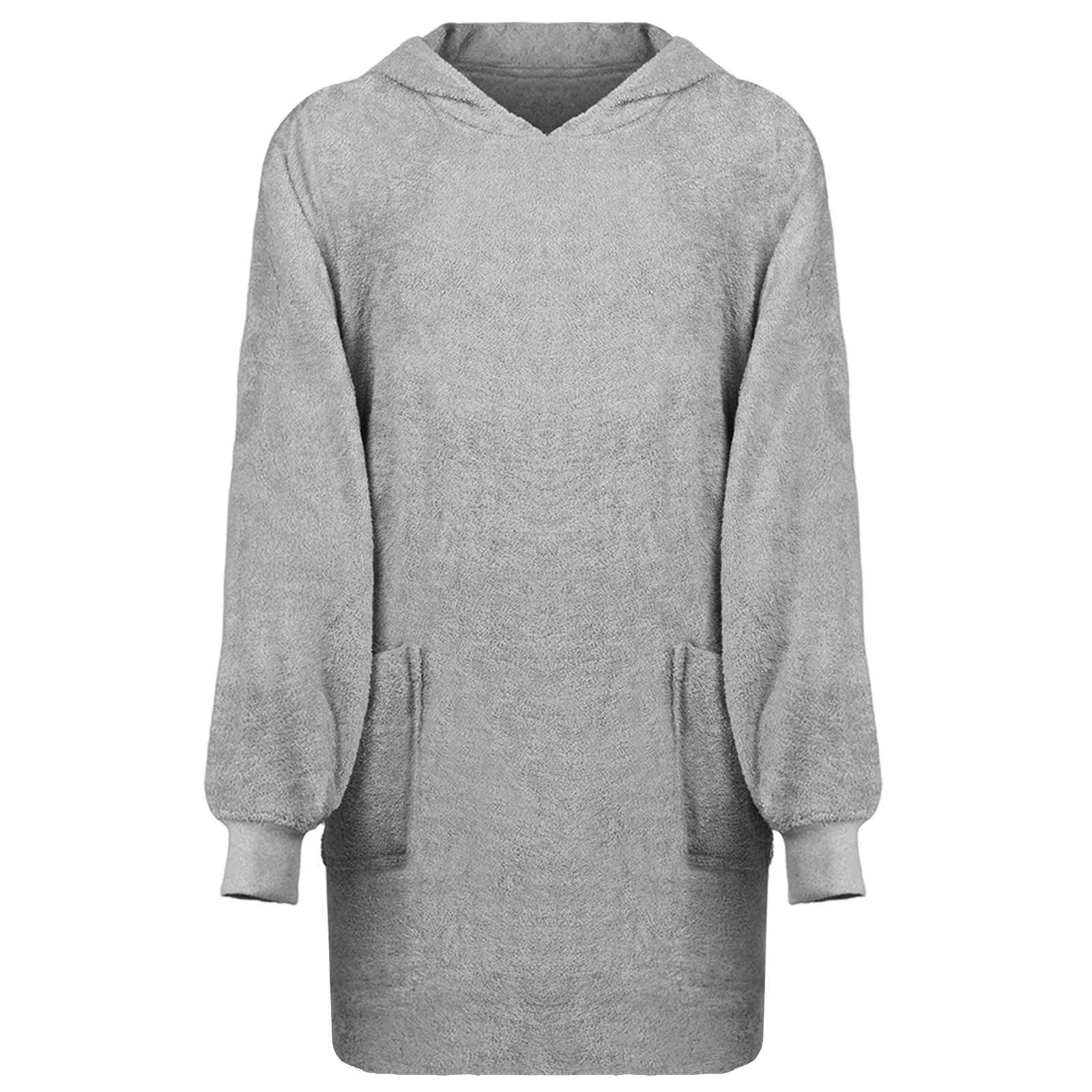 Decken-Hoodie Grau Baumwolle L