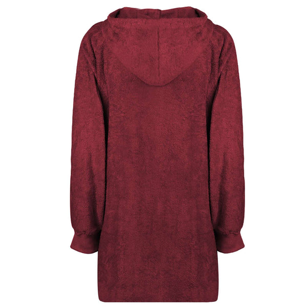 Decken-Hoodie KINN Rot L Baumwolle