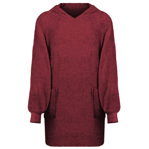 Decken-Hoodie KINN Rot L Baumwolle