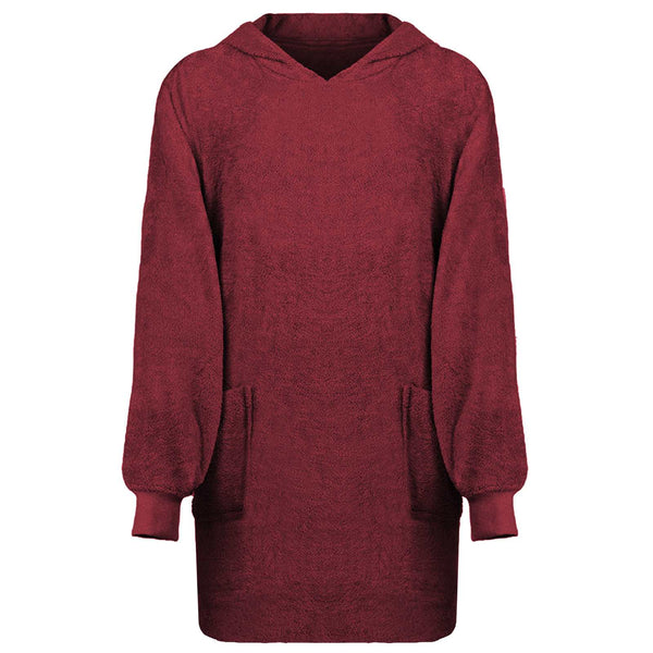 Decken-Hoodie KINN Rot L Baumwolle