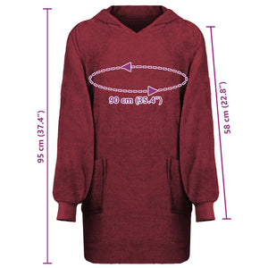 Decken-Hoodie KINN Rot L Baumwolle
