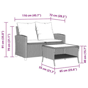 2-Sitzer Gartensofa mit Tisch & Kissen
