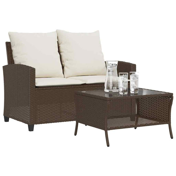 2-Sitzer Gartensofa mit Tisch & Kissen