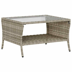 vidaXL 2-Seater Garden Sofa with Cushions & Table Light Grey Poly Rattan