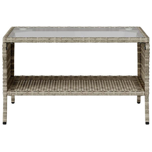 vidaXL 2-Seater Garden Sofa with Cushions & Table Light Grey Poly Rattan