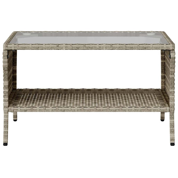 vidaXL 2-Seater Garden Sofa with Cushions & Table Light Grey Poly Rattan
