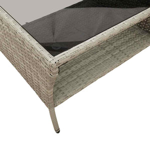 vidaXL 2-Seater Garden Sofa with Cushions & Table Light Grey Poly Rattan