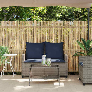 Gartensofa 2-Sitzer Grau Poly Rattan mit Tisch