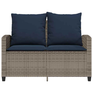 Gartensofa 2-Sitzer Grau Poly Rattan mit Tisch