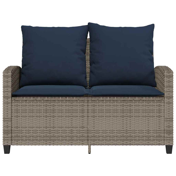 Gartensofa 2-Sitzer Grau Poly Rattan mit Tisch