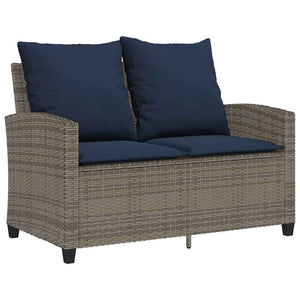 Gartensofa 2-Sitzer Grau Poly Rattan mit Tisch