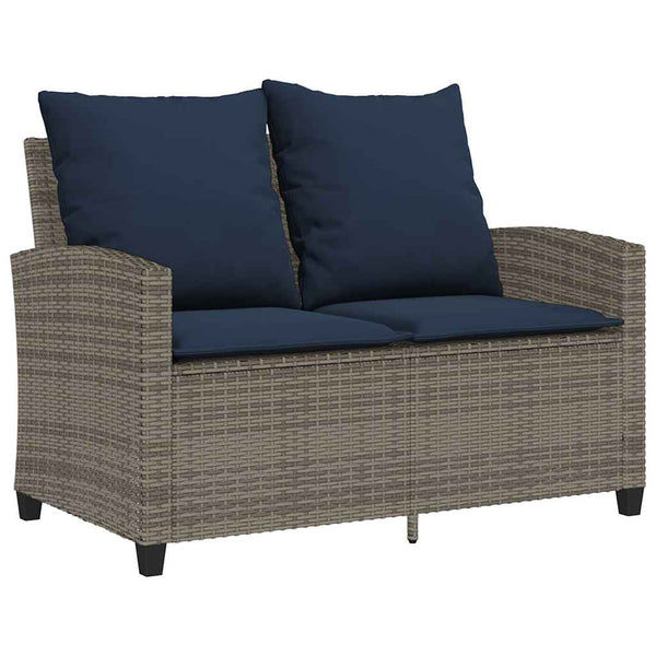 Gartensofa 2-Sitzer Grau Poly Rattan mit Tisch