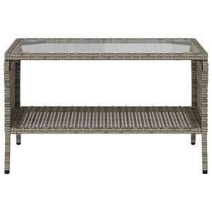 Gartensofa 2-Sitzer Grau Poly Rattan mit Tisch