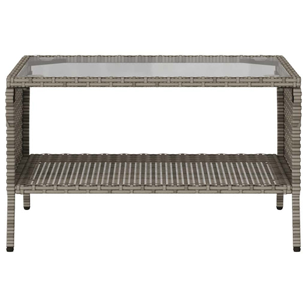 Gartensofa 2-Sitzer Grau Poly Rattan mit Tisch