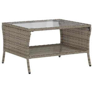 Gartensofa 2-Sitzer Grau Poly Rattan mit Tisch