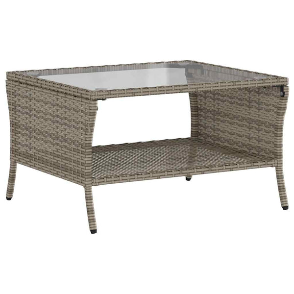 Gartensofa 2-Sitzer Grau Poly Rattan mit Tisch