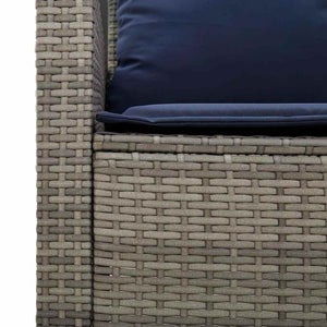 Gartensofa 2-Sitzer Grau Poly Rattan mit Tisch