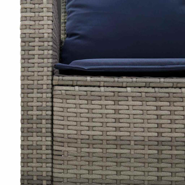 Gartensofa 2-Sitzer Grau Poly Rattan mit Tisch