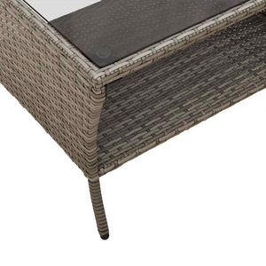 Gartensofa 2-Sitzer Grau Poly Rattan mit Tisch
