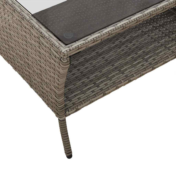 Gartensofa 2-Sitzer Grau Poly Rattan mit Tisch