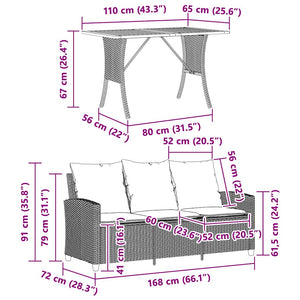 3-Sitzer Gartensofa mit Tisch & Kissen