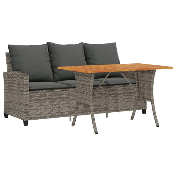 Gartensofa 3-Sitzer Grau mit Tisch & Kissen