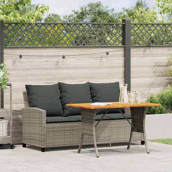 Gartensofa 3-Sitzer Grau mit Tisch & Kissen