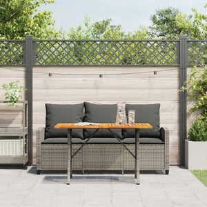 Gartensofa 3-Sitzer Grau mit Tisch & Kissen