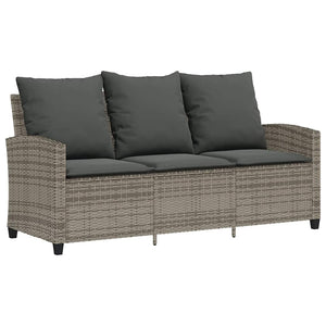 Gartensofa 3-Sitzer Grau mit Tisch & Kissen