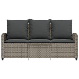 Gartensofa 3-Sitzer Grau mit Tisch & Kissen