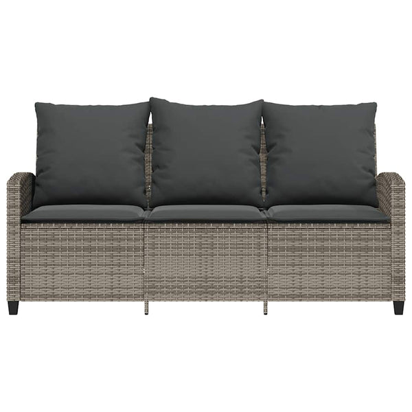 Gartensofa 3-Sitzer Grau mit Tisch & Kissen